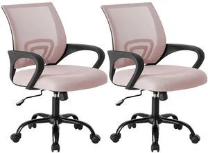 Ergonomic Office Chair 2 Pack, Home Desk Mesh Chairs, Lumbar Support Height Adjustable, Fixed Armrest, Rocking Mode, 360 Swivel, 2 Pack Home, Pink Ergonomic Office Chair 2 Pack, Home Desk Mesh Chairs, Lumbar Support Height Adjustable, Fixed Armrest, Rocking Mode, 360 Swivel, 2 Pack Home, Pink