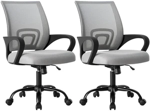 Ergonomic Office Chair 2 Pack, Home Desk Mesh Chairs, Lumbar Support Height Adjustable, Fixed Armrest, Rocking Mode, 360 Swivel, 2 Pack Home, Grey Ergonomic Office Chair 2 Pack, Home Desk Mesh Chairs, Lumbar Support Height Adjustable, Fixed Armrest, Rocking Mode, 360 Swivel, 2 Pack Home, Grey