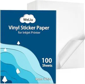 Premium Printable Vinyl Sticker Paper for Inkjet & Laser Printer, 100 Sheets Matte White Waterproof Decal Paper, Dry Quickly and Holds Ink Beautifully Premium Printable Vinyl Sticker Paper for Inkjet & Laser Printer, 100 Sheets Matte White Waterproof Decal Paper, Dry Quickly and Holds Ink Beautifully