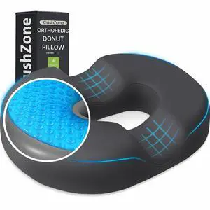 Donut Pillow Seat Cushion, Cooling Gel Memory Foam Chair Cushion, Grey Office, Home & Car Seat Cushion, Butt Pillow for Tailbone Pain Relief, Hemorrhoids and Everyday Sitting Comfort Donut Pillow Seat Cushion, Cooling Gel Memory Foam Chair Cushion, Grey Office, Home & Car Seat Cushion, Butt Pillow for Tailbone Pain Relief, Hemorrhoids and Everyday Sitting Comfort