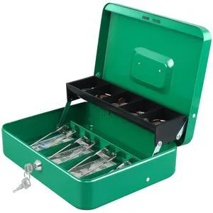 Cash Box with Key Lock, Metal Money Box, Safe Storage box, Green Cash Box with Money Tray and Key Lock,Tiered, Cantilever Design,4 Bill / 5 Coin Slots,11.8" x 9.5" x 3.5" Cash Box with Key Lock, Metal Money Box, Safe Storage box, Green Cash Box with Money Tray and Key Lock,Tiered, Cantilever Design,4 Bill / 5 Coin Slots,11.8" x 9.5" x 3.5"