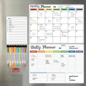 3-Pack Magnetic Dry Erase Calendar Whiteboard Set for Fridge, Wall & Refrigerator Organisation Monthly, Weekly & Daily Planners Includes 8 Markers & Eraser 3-Pack Magnetic Dry Erase Calendar Whiteboard Set for Fridge, Wall & Refrigerator Organisation Monthly, Weekly & Daily Planners Includes 8 Markers & Eraser