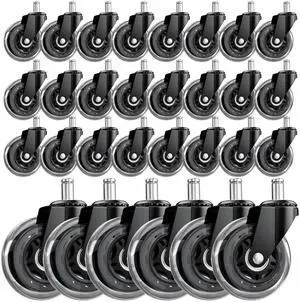 3" Office Chair Wheels 30-Pack Heavy Duty Smooth rolling polyurethane wheels protect floors. Universal fit for most chairs. Quiet design for home office 3" Office Chair Wheels 30-Pack Heavy Duty Smooth rolling polyurethane wheels protect floors. Universal fit for most chairs. Quiet design for home office
