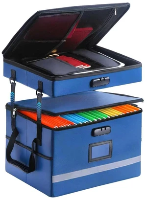 Fireproof File Organizer with Lock, 2 Layer File Box with Combination Lock, Important Document Organizer Box with Lids, Portable File Folder Organizer with Handle Fireproof File Organizer with Lock, 2 Layer File Box with Combination Lock, Important Document Organizer Box with Lids, Portable File Folder Organizer with Handle