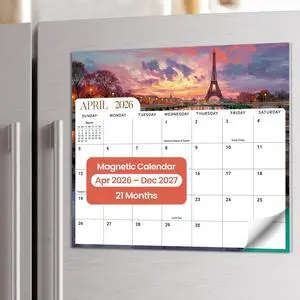2026-2027 Magnetic Calendar for Refrigerator, Apr 2026-Dec 2027 21-Month Fridge Calendar 2026-2027 for Home Planning, Scheduling and Easy Organization, Global Attractions 2026-2027 Magnetic Calendar for Refrigerator, Apr 2026-Dec 2027 21-Month Fridge Calendar 2026-2027 for Home Planning, Scheduling and Easy Organization, Global Attractions