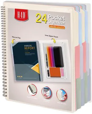 24 Pocket Poly Project Organizer, Multi Pocket Folder, Pastel Colors Spiral, Multi-Subject, Letter Size 24 Pocket Poly Project Organizer, Multi Pocket Folder, Pastel Colors Spiral, Multi-Subject, Letter Size