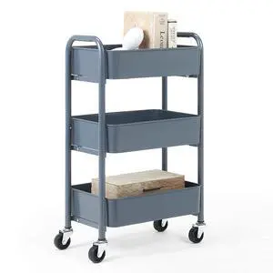 3-Tier Delicate Compact Rolling Metal Storage Organizer - Mobile Utility Cart Kitchen/Under Desk Cart with Caster Wheels - Blue (15.35" X 10.24" X 26.8"H) 3-Tier Delicate Compact Rolling Metal Storage Organizer - Mobile Utility Cart Kitchen/Under Desk Cart with Caster Wheels - Blue (15.35" X 10.24" X 26.8"H)