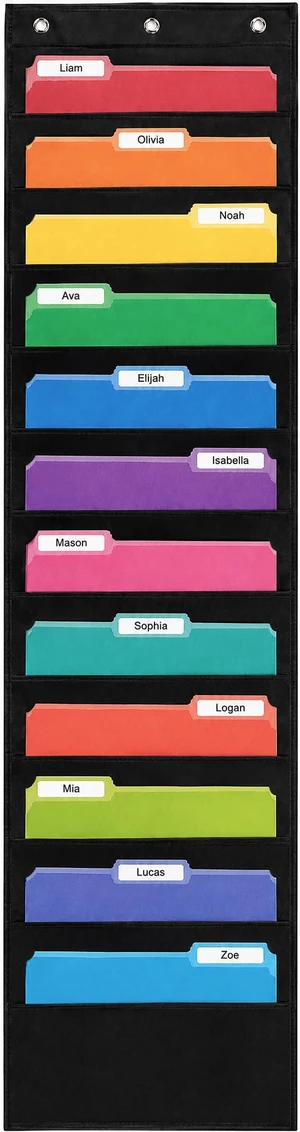 12 Pocket File Folder Pocket Chart, Black, 14" W x 55" T Versatile Wall Hanging File Folder Organizer for Classrooms, Offices, Home, and More - Wall Folder Organizer 12 Pocket File Folder Pocket Chart, Black, 14" W x 55" T Versatile Wall Hanging File Folder Organizer for Classrooms, Offices, Home, and More - Wall Folder Organizer