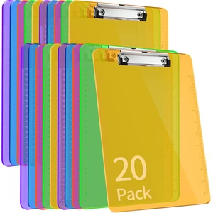 Plastic Clipboards 20 Pack A4/Letter Size (8.5x11 Inch) - Transparent Colored Writing Boards with Low-Profile Clips & Hanging Loops, Lightweight & Sturdy for Office, School, Art Projects Plastic Clipboards 20 Pack A4/Letter Size (8.5x11 Inch) - Transparent Colored Writing Boards with Low-Profile Clips & Hanging Loops, Lightweight & Sturdy for Office, School, Art Projects