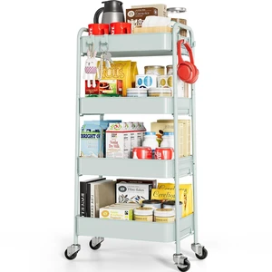 4 Tier Metal Rolling Cart, Utility Storage Cart with Wheels, Green | Screwless Assembly, Lockable Metal Wheels, Trolley Organizer for Bathroom, Kitchen, Office, Dorm, Laundry, Craft Room 4 Tier Metal Rolling Cart, Utility Storage Cart with Wheels, Green | Screwless Assembly, Lockable Metal Wheels, Trolley Organizer for Bathroom, Kitchen, Office, Dorm, Laundry, Craft Room