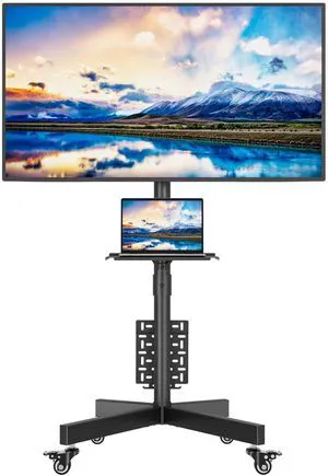 Rolling TV Stand with Pegboard Storage for 3265 Inch TVs, Black Height Adjustable Mobile TV Cart on Metal Wheels with Shelf & Cable Management,Holds up to 88 lbs, Max VESA 400x400mm Rolling TV Stand with Pegboard Storage for 3265 Inch TVs, Black Height Adjustable Mobile TV Cart on Metal Wheels with Shelf & Cable Management,Holds up to 88 lbs, Max VESA 400x400mm