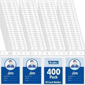 400 Pcs Vertical Badge Holders, Waterproof ID Badge Holder, Clear ID Card Holder with Resealable Zip for Proximity Cards, RFID, Credit Cards 400 Pcs Vertical Badge Holders, Waterproof ID Badge Holder, Clear ID Card Holder with Resealable Zip for Proximity Cards, RFID, Credit Cards