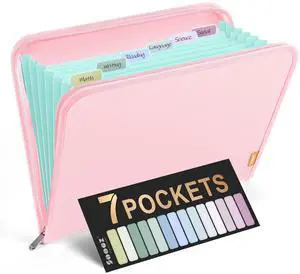 7 Pockets Accordion File Organizer, Zipper Expanding File Folder A4 Reinforced Plastic Accordion Folder Organizer, A4 Letter Size, Portable Folders for Documents, School Office Supplies, Pink 7 Pockets Accordion File Organizer, Zipper Expanding File Folder A4 Reinforced Plastic Accordion Folder Organizer, A4 Letter Size, Portable Folders for Documents, School Office Supplies, Pink