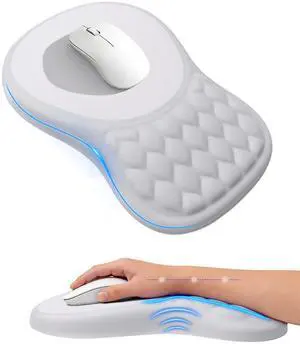 Ergonomic Mouse Pad with Sloped Memory Foam Wrist Rest 3D Textured Wrist Cushion, Smooth Lycra Surface, Non-Slip PU Base, Comfortable Support for Office/Home Computer Desks Ergonomic Mouse Pad with Sloped Memory Foam Wrist Rest 3D Textured Wrist Cushion, Smooth Lycra Surface, Non-Slip PU Base, Comfortable Support for Office/Home Computer Desks