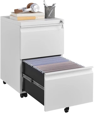 2 Drawer Metal File Cabinet, Fully Assembled Locking Filing Cabinet with Anti-Tipping Wheels, Quiet Slide, Heavy-Duty Steel Construction, Fits A4 Letter Legal for Home Office, Matte White 2 Drawer Metal File Cabinet, Fully Assembled Locking Filing Cabinet with Anti-Tipping Wheels, Quiet Slide, Heavy-Duty Steel Construction, Fits A4 Letter Legal for Home Office, Matte White