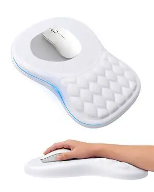 Ergonomic Mouse Pad with Sloped Memory Foam Wrist Rest 3D Textured Wrist Cushion, Smooth Lycra Surface, Non-Slip PU Base, Comfortable Support for Office/Home Computer Desks Ergonomic Mouse Pad with Sloped Memory Foam Wrist Rest 3D Textured Wrist Cushion, Smooth Lycra Surface, Non-Slip PU Base, Comfortable Support for Office/Home Computer Desks