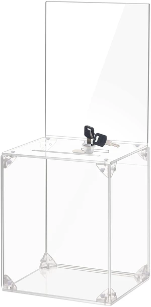 Acrylic Donation Box With Lock & Slot, Clear Raffle Box & Tip Jar Large 6x8.3" Sign Holder, 2 Keys, Cash & Raffle Tickets, Church Fundraising, School Voting & Office Suggestions, 6.7x5.23x8" Acrylic Donation Box With Lock & Slot, Clear Raffle Box & Tip Jar Large 6x8.3" Sign Holder, 2 Keys, Cash & Raffle Tickets, Church Fundraising, School Voting & Office Suggestions, 6.7x5.23x8"