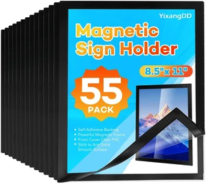 55 Pack Magnetic Sign Holder 8.5 x 11, Magnetic Paper Holder Magnetic Self-Adhesive Document Holder, Clear PVC Poster Frame for Wall, Window, Office and Classroom 55 Pack Magnetic Sign Holder 8.5 x 11, Magnetic Paper Holder Magnetic Self-Adhesive Document Holder, Clear PVC Poster Frame for Wall, Window, Office and Classroom