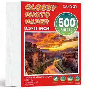 500 Sheets Glossy Photo Paper 8.5 x 11 Inches, Inkjet Photo Printer Paper,Compatible with Inkjet Printer Use Dye Ink,Professional Picture Paper(180gsm/48lb) 500 Sheets Glossy Photo Paper 8.5 x 11 Inches, Inkjet Photo Printer Paper,Compatible with Inkjet Printer Use Dye Ink,Professional Picture Paper(180gsm/48lb)