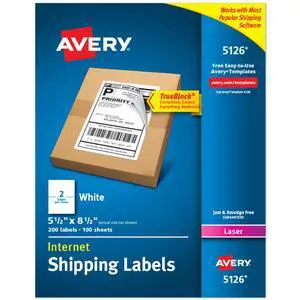 ® Half-Sheet Printable Shipping Labels, 5.5" x 8.5" Customizable Stickers, White, 200 Blank Mailing Labels, Great for Mailing, Shipping, Organizing, and More (5126) ® Half-Sheet Printable Shipping Labels, 5.5" x 8.5" Customizable Stickers, White, 200 Blank Mailing Labels, Great for Mailing, Shipping, Organizing, and More (5126)