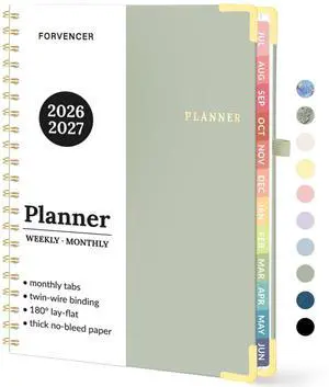Academic Planner 2026-2027, Weekly & Monthly Hardcover Planner A4 Calendar Planner July 2026-June 2027, 8.5" X 11" Daily Agenda School Office Notebook Teacher Student Supplies Organizer Green Academic Planner 2026-2027, Weekly & Monthly Hardcover Planner A4 Calendar Planner July 2026-June 2027, 8.5" X 11" Daily Agenda School Office Notebook Teacher Student Supplies Organizer Green