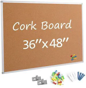 Bulletin Board 36 x 48, Silver Aluminium Framed 4x3 Large Wall Mounted Cork Office Notice Pin Board Bulletin Board 36 x 48, Silver Aluminium Framed 4x3 Large Wall Mounted Cork Office Notice Pin Board
