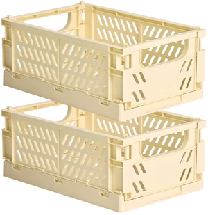 2-Pack Collapsible Plastic Storage Baskets, Yellow, 9.8"x6.5"x3.8" Pastel, Space-Saving, Collapsible Plastic Bins, Cute Mini Storage Crates, for Classroom, Kitchen, Office, Bedroom 2-Pack Collapsible Plastic Storage Baskets, Yellow, 9.8"x6.5"x3.8" Pastel, Space-Saving, Collapsible Plastic Bins, Cute Mini Storage Crates, for Classroom, Kitchen, Office, Bedroom