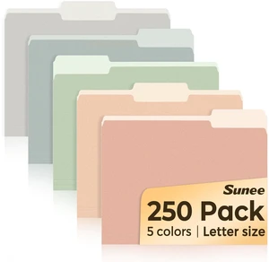 File Folders Letter Size Pastel Colors, 250 Pack Manilla Folders 8.5 x 11 1/3-Cut Tabs, Colored File Folders Office Home School for Documents Files Paper File Folders Letter Size Pastel Colors, 250 Pack Manilla Folders 8.5 x 11 1/3-Cut Tabs, Colored File Folders Office Home School for Documents Files Paper