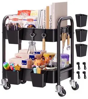 2 Tier Small Rolling Cart Metal with Wheels, Black Under Desk Storage Carts Short Utility Trolley Organizer on Wheels for Pantry, Kitchen, Office, Two Tiered Mobile Side Table, 22in Tall Roller Shelf 2 Tier Small Rolling Cart Metal with Wheels, Black Under Desk Storage Carts Short Utility Trolley Organizer on Wheels for Pantry, Kitchen, Office, Two Tiered Mobile Side Table, 22in Tall Roller Shelf