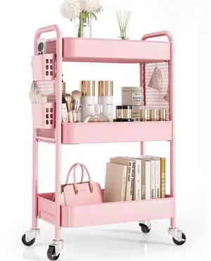 3 Tier Rolling Cart Storage Organizer, Metal Rolling Utility Cart with Wheels, Hooks & Bins Esthetician Craft Art Sturdy Storage with Pegboard for Bathroom, Kitchen, Office, Nursery Diaper 3 Tier Rolling Cart Storage Organizer, Metal Rolling Utility Cart with Wheels, Hooks & Bins Esthetician Craft Art Sturdy Storage with Pegboard for Bathroom, Kitchen, Office, Nursery Diaper