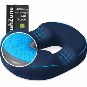 Donut Pillow Seat Cushion, Cooling Gel Memory Foam Chair Cushion, Blue Office, Home & Car Seat Cushion, Butt Pillow for Tailbone Pain Relief, Hemorrhoids and Everyday Sitting Comfort Donut Pillow Seat Cushion, Cooling Gel Memory Foam Chair Cushion, Blue Office, Home & Car Seat Cushion, Butt Pillow for Tailbone Pain Relief, Hemorrhoids and Everyday Sitting Comfort