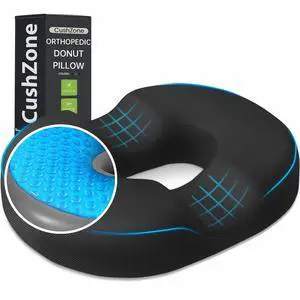 Donut Pillow Seat Cushion, Cooling Gel Memory Foam Chair Cushion, Black Office, Home & Car Seat Cushion, Butt Pillow for Tailbone Pain Relief, Hemorrhoids and Everyday Sitting Comfort Donut Pillow Seat Cushion, Cooling Gel Memory Foam Chair Cushion, Black Office, Home & Car Seat Cushion, Butt Pillow for Tailbone Pain Relief, Hemorrhoids and Everyday Sitting Comfort