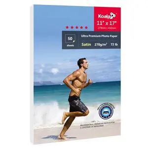 Photo Paper Resin Coated 11x17 In Satin Photo Printer Paper 72lb for Inkjet Printer Water-Resistant Semi Gloss 50 Sheets Photo Paper Resin Coated 11x17 In Satin Photo Printer Paper 72lb for Inkjet Printer Water-Resistant Semi Gloss 50 Sheets
