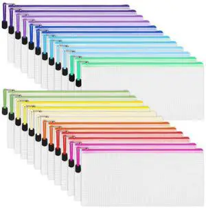 Mesh Zipper Pouch 24pcs 9.5x4.5 Inches Small Organizing Bags in 12 Colors for Travel Storage and Office Supplies Storage Mesh Zipper Pouch 24pcs 9.5x4.5 Inches Small Organizing Bags in 12 Colors for Travel Storage and Office Supplies Storage