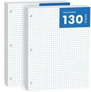 260 Sheets Loose Leaf Paper, 4x4 Graph Ruled, 8''x 10.5'' Filler Paper 3-Hole Punched Binder Paper, Quad Ruled Graph Paper 8 x 10-1/2, Quadrille Graph Paper Loose Leaf Bulk with 3-Ring for Binder 260 Sheets Loose Leaf Paper, 4x4 Graph Ruled, 8''x 10.5'' Filler Paper 3-Hole Punched Binder Paper, Quad Ruled Graph Paper 8 x 10-1/2, Quadrille Graph Paper Loose Leaf Bulk with 3-Ring for Binder