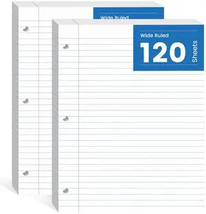Loose Leaf Paper 8.5x11, Loose Leaf Notebook Paper 240 Sheets Binder Paper 3-Hole Punched Filler Paper Notebook, 2 Pack, Wide Ruled Lined Paper 8.5 x 11 for 3 Ring Binder, 120 Sheets/Pad Loose Leaf Paper 8.5x11, Loose Leaf Notebook Paper 240 Sheets Binder Paper 3-Hole Punched Filler Paper Notebook, 2 Pack, Wide Ruled Lined Paper 8.5 x 11 for 3 Ring Binder, 120 Sheets/Pad