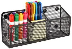 Magnetic Pencil Holder Whiteboard Pen Holder Locker Accessories (3-Slot*1) Locker Organizer, Desk Organizer, Teacher Supplies, Mesh Basket, Strong Magnets, Black, For Fridge School Office Home Magnetic Pencil Holder Whiteboard Pen Holder Locker Accessories (3-Slot*1) Locker Organizer, Desk Organizer, Teacher Supplies, Mesh Basket, Strong Magnets, Black, For Fridge School Office Home