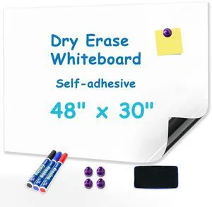 Magnetic Whiteboard Contact Paper 48" x 30", Adhesive Magnetic Dry Erase White Board Sticker for Wall, Peel and Stick Wallpaper Magnetic Whiteboard Contact Paper 48" x 30", Adhesive Magnetic Dry Erase White Board Sticker for Wall, Peel and Stick Wallpaper