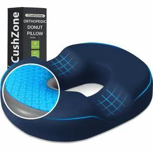 Donut Pillow Seat Cushion, Cooling Gel Memory Foam Chair Cushion, Blue Office, Home & Car Seat Cushion, Butt Pillow for Tailbone Pain Relief, Hemorrhoids and Everyday Sitting Comfort Donut Pillow Seat Cushion, Cooling Gel Memory Foam Chair Cushion, Blue Office, Home & Car Seat Cushion, Butt Pillow for Tailbone Pain Relief, Hemorrhoids and Everyday Sitting Comfort