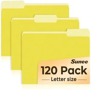 File Folders, 120 Pack Manilla Folders 8.5 x 11, Colored File Folders Home Office School Supplies for Documents Files Paper, Yellow File Folders, 120 Pack Manilla Folders 8.5 x 11, Colored File Folders Home Office School Supplies for Documents Files Paper, Yellow