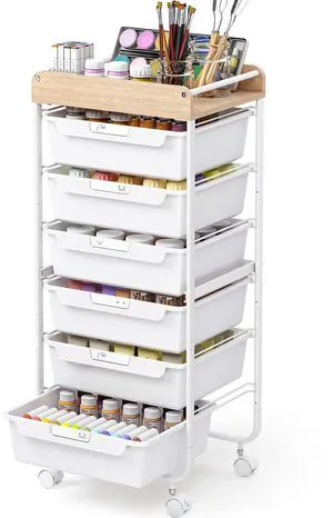 Rolling Cart with 6 Drawers,Art Craft Organizer and Storage,White Utility Storage Cart with Drawers,Makeup Organizer With Wooden Tabletop Rolling Cart with 6 Drawers,Art Craft Organizer and Storage,White Utility Storage Cart with Drawers,Makeup Organizer With Wooden Tabletop