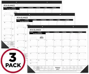 2027 Desk Pad Calendar, Monthly Desk Wall Planner, 21.75" x 17", Ruled Blocks, 3 Pack (AZSK240027), White 2027 Desk Pad Calendar, Monthly Desk Wall Planner, 21.75" x 17", Ruled Blocks, 3 Pack (AZSK240027), White