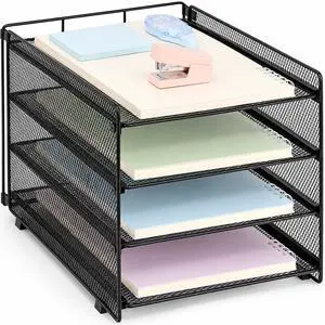 Desk Organizer, 4-Tier Paper Organizer Letter Tray, Black Desk Organizers and Accessories, Office Desk Accessories & Workspace Organizers, Desktop File Organizer for Office Supplies Desk Organizer, 4-Tier Paper Organizer Letter Tray, Black Desk Organizers and Accessories, Office Desk Accessories & Workspace Organizers, Desktop File Organizer for Office Supplies