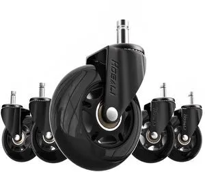 Office Chair Wheels Replacement, Rubber Chairs Casters for Hardwood & Carpet Floors, 3 Inch Computer Desk Caster Wheel Set of 5, Black Office Chair Wheels Replacement, Rubber Chairs Casters for Hardwood & Carpet Floors, 3 Inch Computer Desk Caster Wheel Set of 5, Black