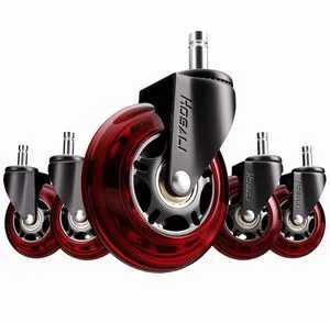 Office Chair Casters, 3 Inch Wheels for Office Chair, 11x22mm Rubber Caster Replacement Wheel Safe for All Floors Including Hardwood & Carpet, Set of 5, Red Office Chair Casters, 3 Inch Wheels for Office Chair, 11x22mm Rubber Caster Replacement Wheel Safe for All Floors Including Hardwood & Carpet, Set of 5, Red