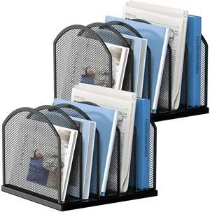 2 Pack 5-Section Vertical Desktop Organizer, 5-Section Mesh File Folder Stand Sorter for Office Home Classroom Organization, Black 2 Pack 5-Section Vertical Desktop Organizer, 5-Section Mesh File Folder Stand Sorter for Office Home Classroom Organization, Black