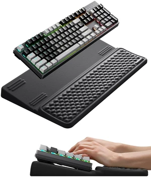 Extra-Large Wrist Rest with Keyboard Stand, Ergonomic Wrist Support Pad, Soft Memory Foam Wrist Cushion for Mechanical 100% Full-Size Keyboard, Carpal Tunnel Pain Relief, Black Extra-Large Wrist Rest with Keyboard Stand, Ergonomic Wrist Support Pad, Soft Memory Foam Wrist Cushion for Mechanical 100% Full-Size Keyboard, Carpal Tunnel Pain Relief, Black