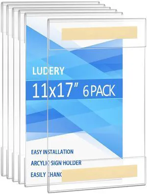 Acrylic Sign Holder 11 x 17 inches Vertical Wall Mount Sign Holders Clear Acrylic Frame with 3M Tape Adhesive Clear Poster Frames Plastic Sign Holder for Office, Home, Restaurant-No Drilling(6 Pack) Acrylic Sign Holder 11 x 17 inches Vertical Wall Mount Sign Holders Clear Acrylic Frame with 3M Tape Adhesive Clear Poster Frames Plastic Sign Holder for Office, Home, Restaurant-No Drilling(6 Pack)