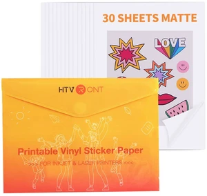 Printable Vinyl Sticker Paper, 30 Sheets, Matte White, 8.5"x11" Easy to Use & Peel Off, Anti-Curl & Jam-Free Design, Fast Dry, Great Stickiness, Tear Resistant, For Inkjet Printer Printable Vinyl Sticker Paper, 30 Sheets, Matte White, 8.5"x11" Easy to Use & Peel Off, Anti-Curl & Jam-Free Design, Fast Dry, Great Stickiness, Tear Resistant, For Inkjet Printer