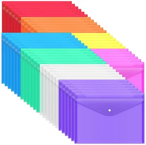 48 Pack Plastic Envelopes Poly Envelopes with Snap Closure, Clear Document File Folders, A4 Letter Size for School Home Work Office Organization, 8 Colors 48 Pack Plastic Envelopes Poly Envelopes with Snap Closure, Clear Document File Folders, A4 Letter Size for School Home Work Office Organization, 8 Colors
